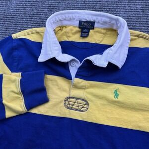 Polo‎ Ralph Lauren Lrg (18-20) Youth Boys Colorblocked Stripped Blue Yellow Pony